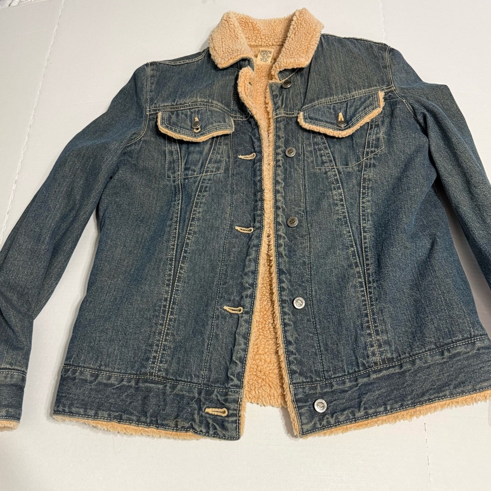 J.Khaki Denim Jacket with Sherpa Lining